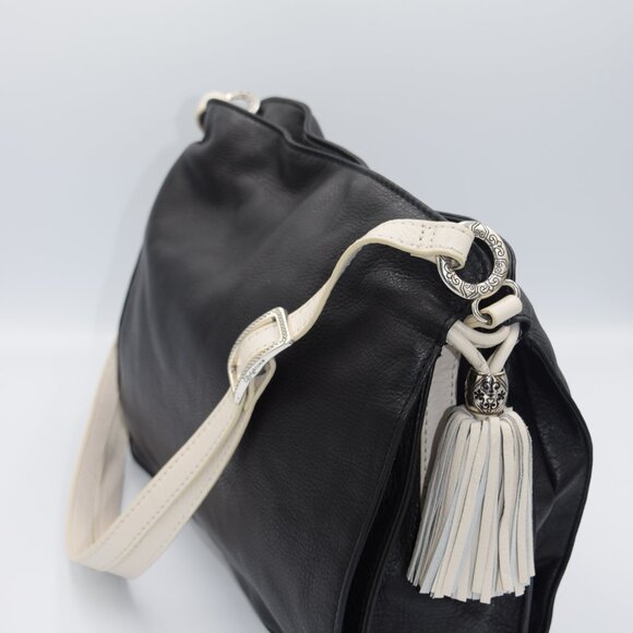 Brighton Black Leather Shoulder Bag with Silver Heart Charm - Picture 2 of 15